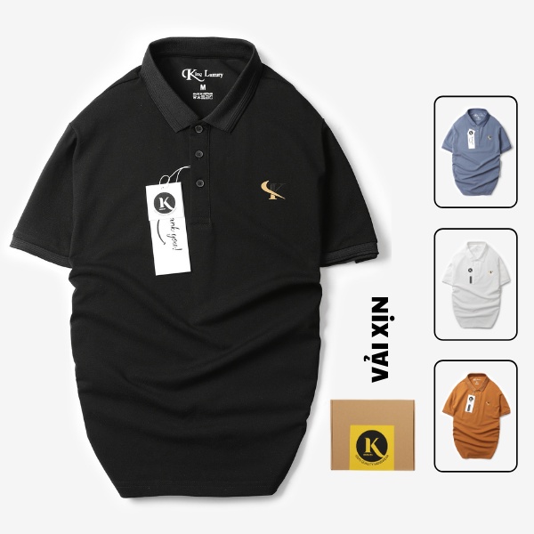 Áo thun polo nam KINGMEN vải cotton cá sấu cao cấp form đẹp phối bo tay ngắn PL09 - Fullbox