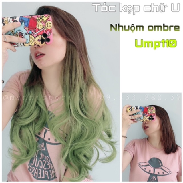 Tóc kẹp u xoăn nhuộm ombre