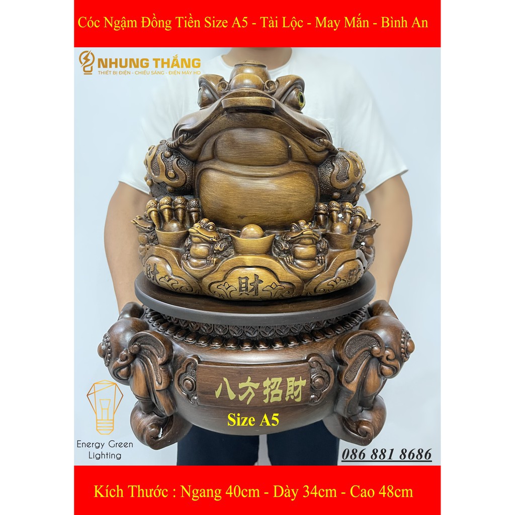 Tượng Cóc 3 Chân Thiềm Thừ - Xoay 360 Độ - Mang Lại Tài Lộc , May Mắn , Bình An - Size A5 - Có Video