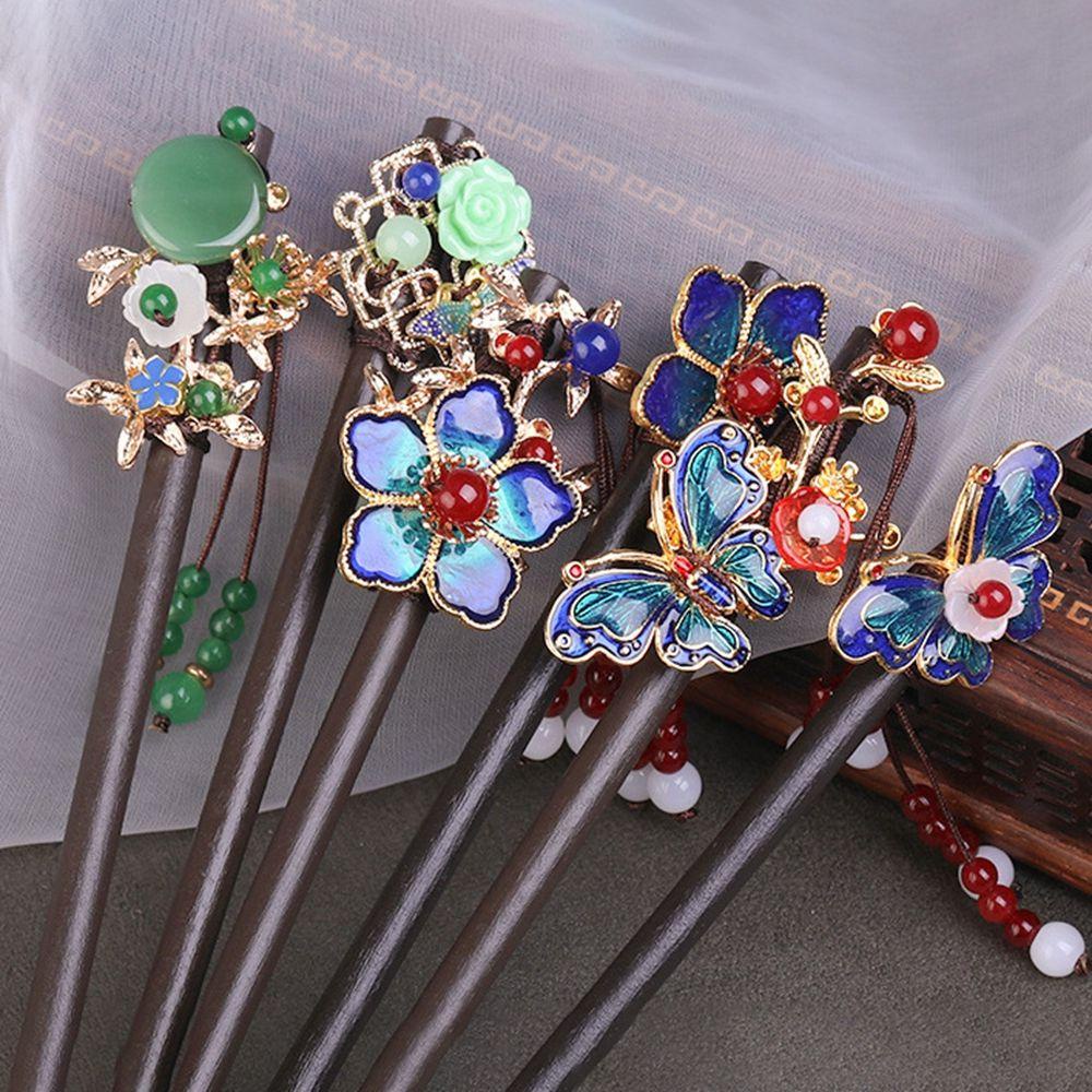 Trâm Cài Tóc Hình Bướm Đính Ngọc Trai Phong Cách Trung Hoa Cổ Điển