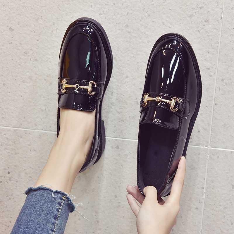 Giày Lười Chất Liệu Da Phong Cách Anh Quốc Size Lớn 41-44 Cho Nữ
