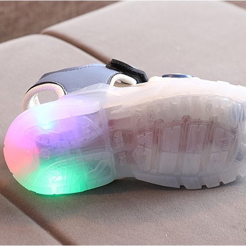 Sandal có đèn led cho bé trai, bé gái (21-30)- dép quai hậu rọ cho bé phối lưới thoáng khí, đế PU êm chân (sz21-sz30)860