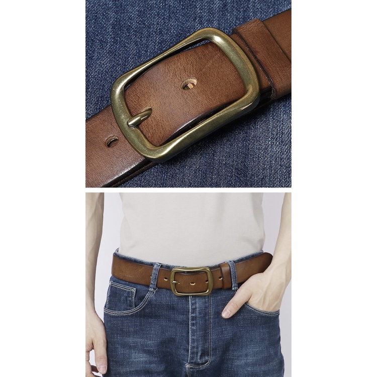 Dây Nịt Thắt Lưng Nam Da Bò Vegtan Cao Cấp SV01 Bản Rộng 3.8CM Chất Da Bò Thuộc Thảo Mộc Khóa Kim Đồng Retro Cổ Điển