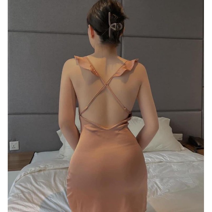 váy ngủ đầm ngủ lụa ren ngực sexy gợi cảm