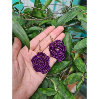 Hoa tai handmade hình hoa hồng tím