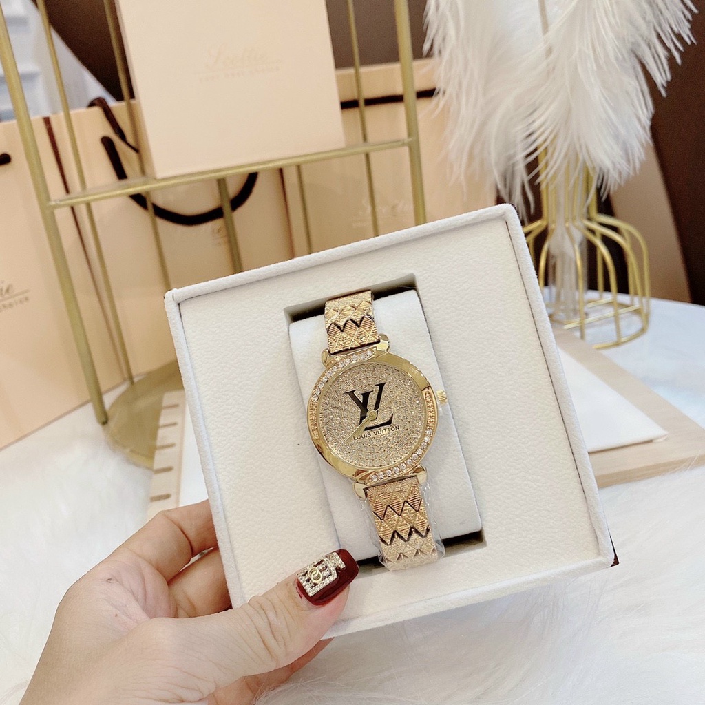 Đồng hồ LV kim loại full đá sang chảnh, bảo hành 12 tháng