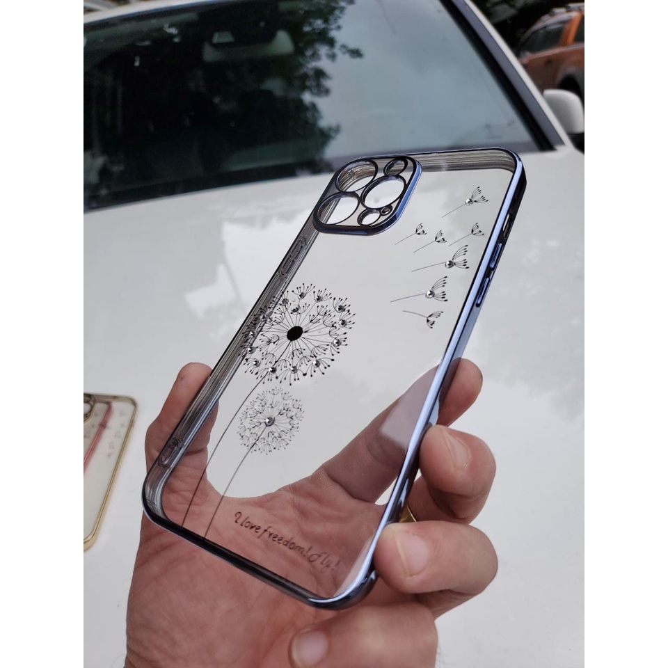 Ốp lưng LikGus hoa đính đá viền màu cho iPhone 13/13 Pro/13 Pro max