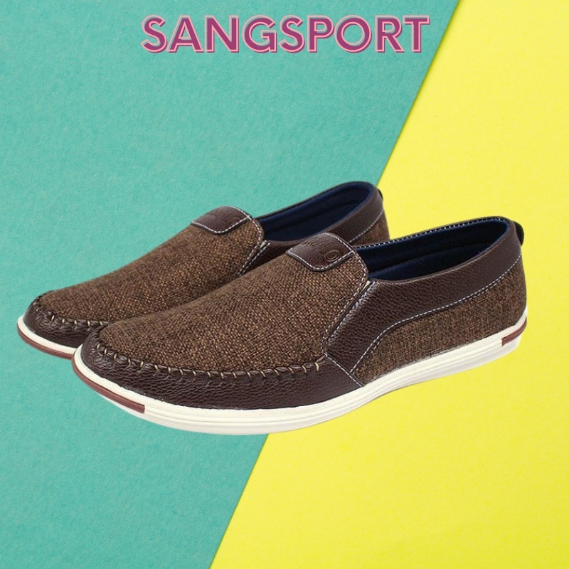 Giày lười nam vải bố 2 màu đen và nâu