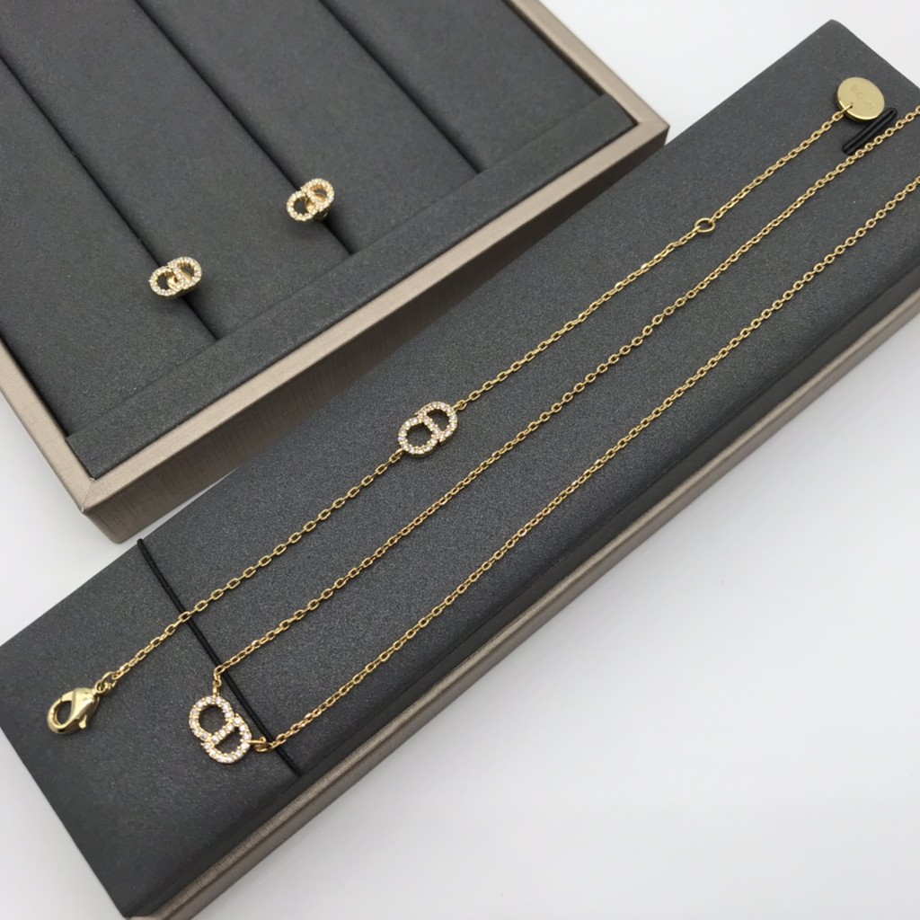 Dior Bộ Trang Sức Hợp Kim Đính Đá Sang Trọng Cho Nữ