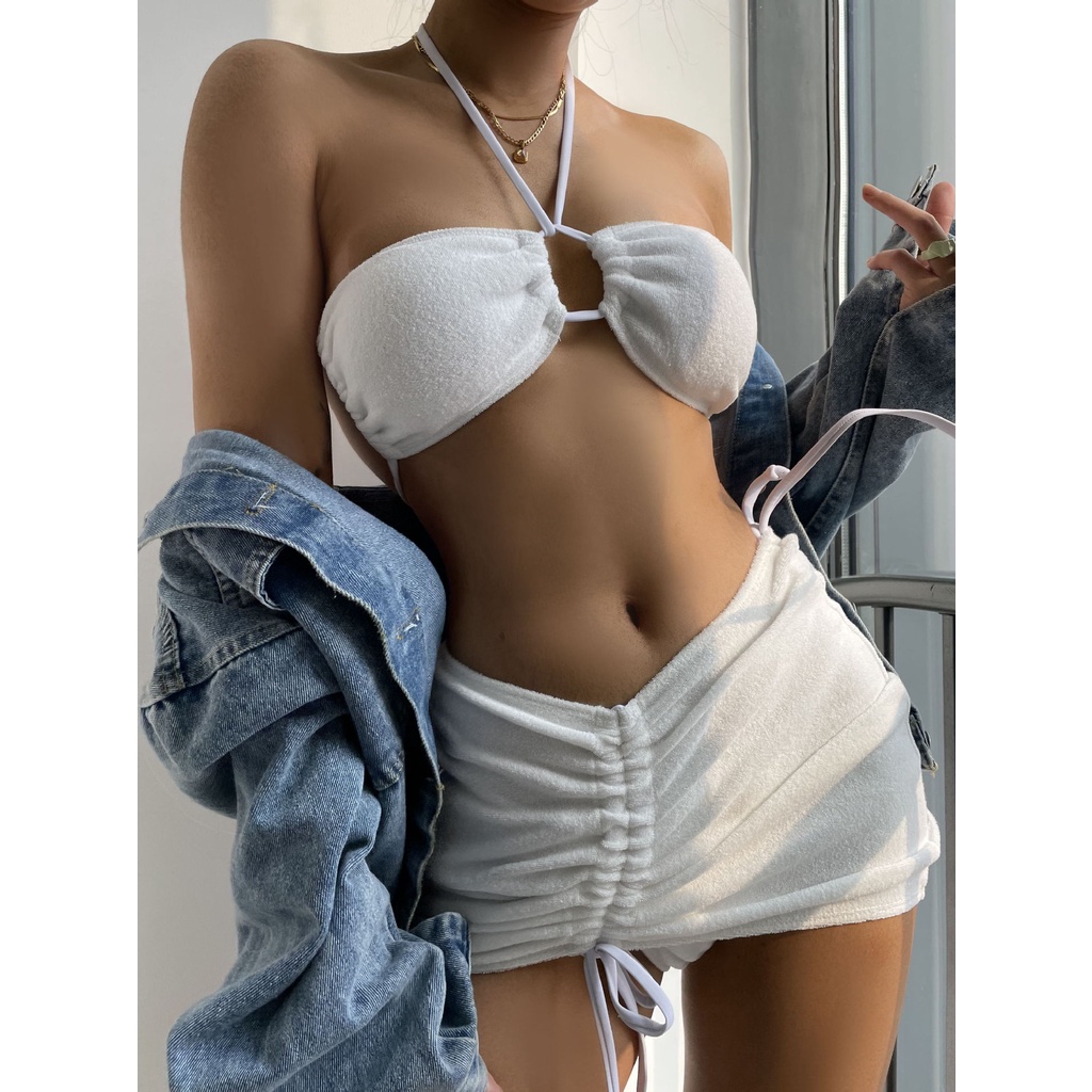 Bộ bikini 3 mảnh bằng nhung có độn gợi cảm cho nữ SC60