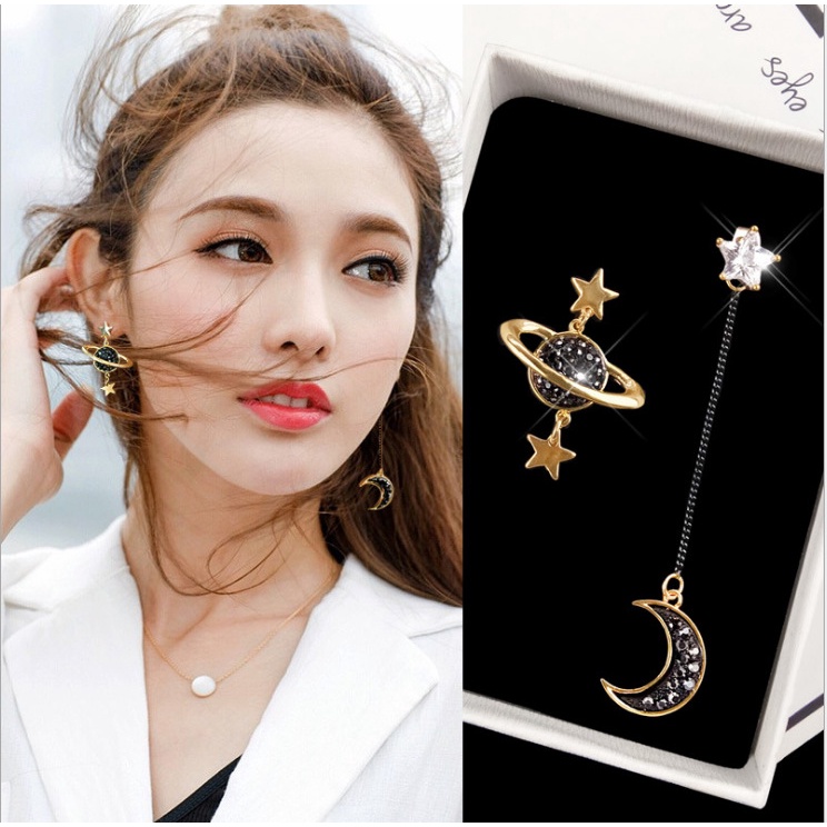 Khuyên Kẹp Vành Tai Họa Tiết Hành Tinh Mặt Trăng Ngôi Sao Không Xỏ Thời Trang Mới Sáng Tạo Cho Nữ