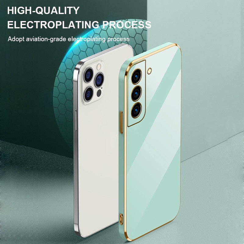 Ốp Điện Thoại Silicon TPU Mềm Viền Mạ Vàng Sang Trọng Cho Samsung Galaxy S22 S21 Ultra S22 Plus S21 FE S21 S20 Plus