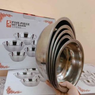 SET 5 MÓN RỔ VÀ CHẬU INOX
