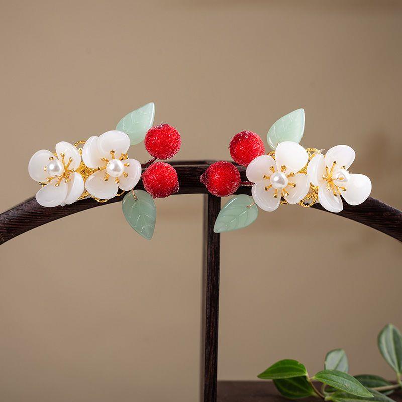 Kẹp Tóc Phối Lông Tua Rua Phong Cách Hanfu Cổ Điển Cho Nữ