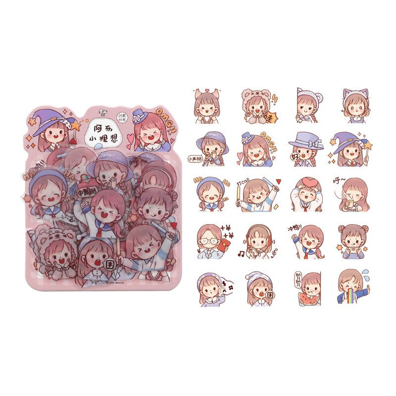 Set 40 miếng dán trang trí hình gương mặt biểu cảm dễ thương