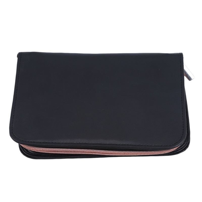 (Hàng Mới Về) Túi Da Pu Khóa Kéo Đựng Cọ Trang Điểm Tiện Dụng