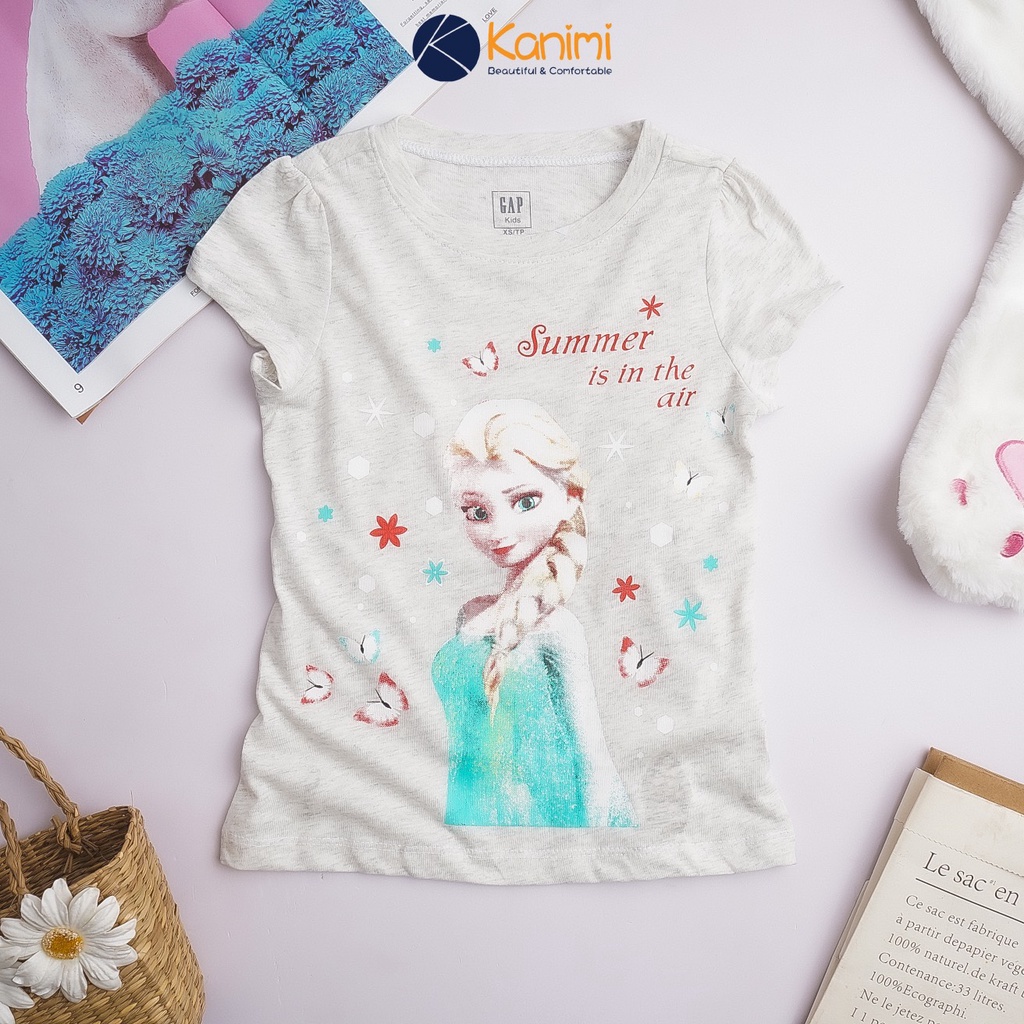 Áo thun bé gái Gap kids chất cotton đẹp mềm in hình esla size đại 4-14 tuổi