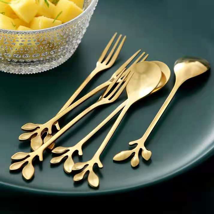 Muỗng/nĩa Bằng Thép Không Gỉ Hình Cành Lá Độc Đáo