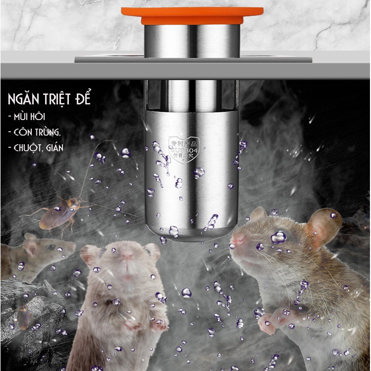 Ngăn Mùi Thoát Sàn Nhà Tắm - INOX 304 - Chống Mùi Hôi Ngăn Vi Khuẩn Trào Ngược Lên - Chặn Mùi Hôi Cống