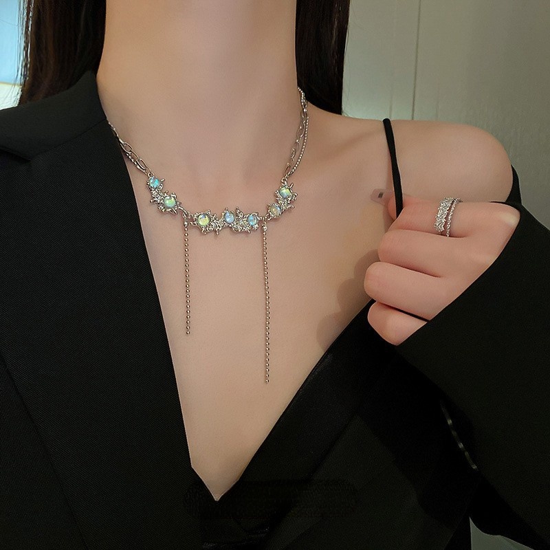Dây Chuyền / Vòng Cổ Mặt Đá Mặt Trăng Thời Trang Hàn Quốc Dành Cho Nữ