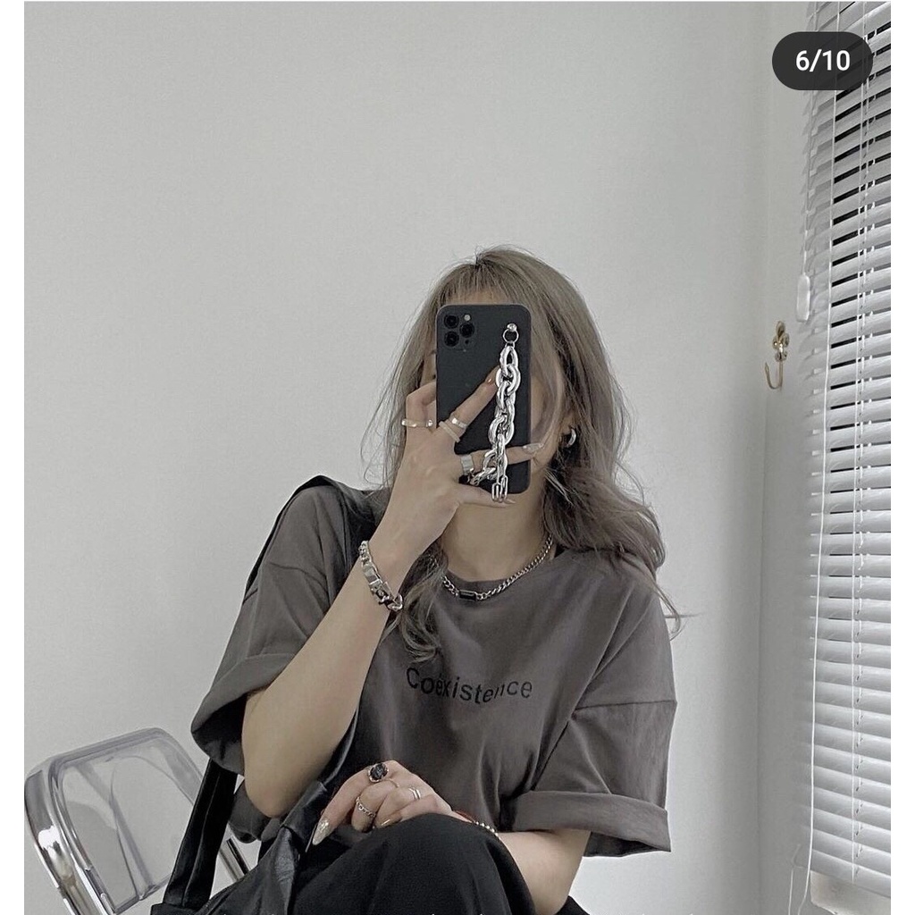 Áo thun tay lỡ form rộng Oversize, áo phông Unisex In Chữ Coéxistence 3158