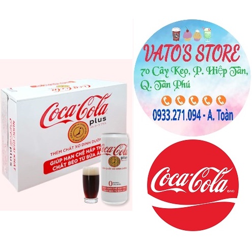 Thùng 24 lon Nước ngọt COCA COLA PLUS lon 320ml / Lốc 6 lon Nước ngọt COCACOLA trắng PLUS lon 320ml