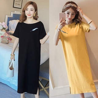 Đầm dáng rộng ngắn tay thêu lông vũ