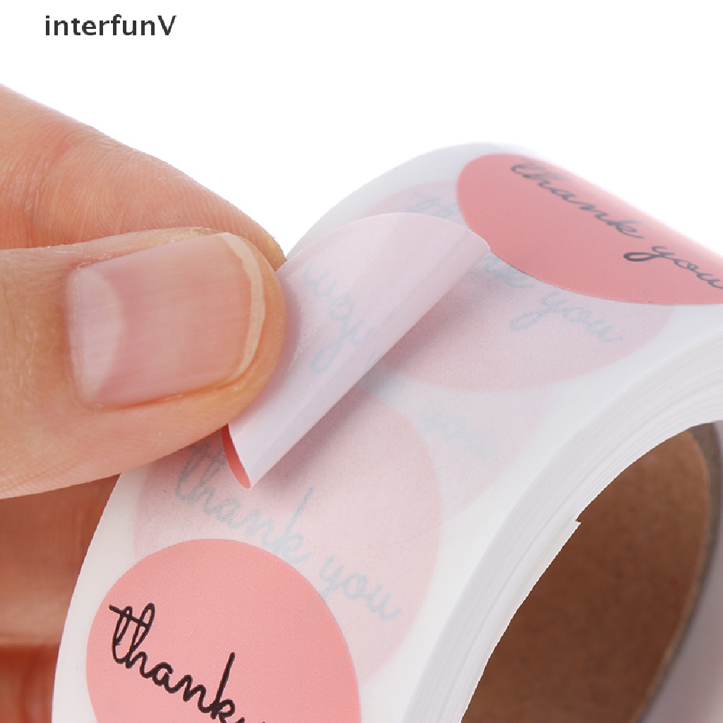 Set 500 Sticker Thank You 1inch Màu Hồng Dùng Để Dán Nhãn Trong Lễ Hội