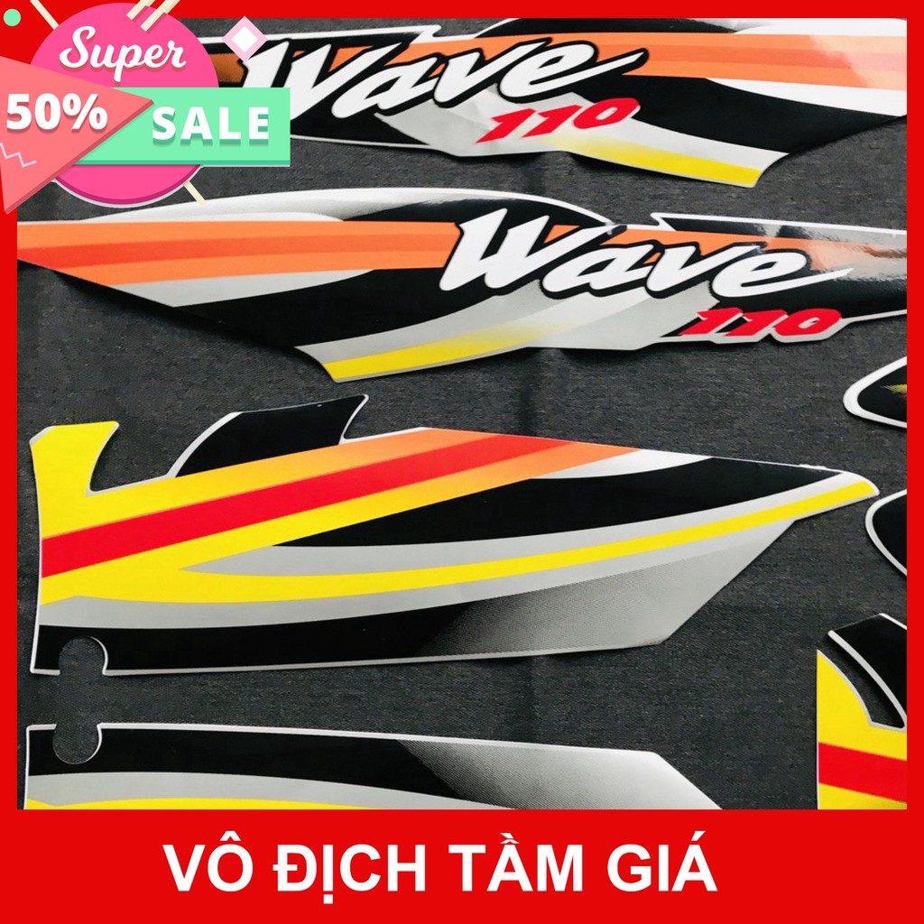 [GIÁ GỐC] BỘ TEM DÁN XE MÁY HONDA WAVE NHỎ XƯƠNG CÁ ĐỜI 2000 MÀU BẠC