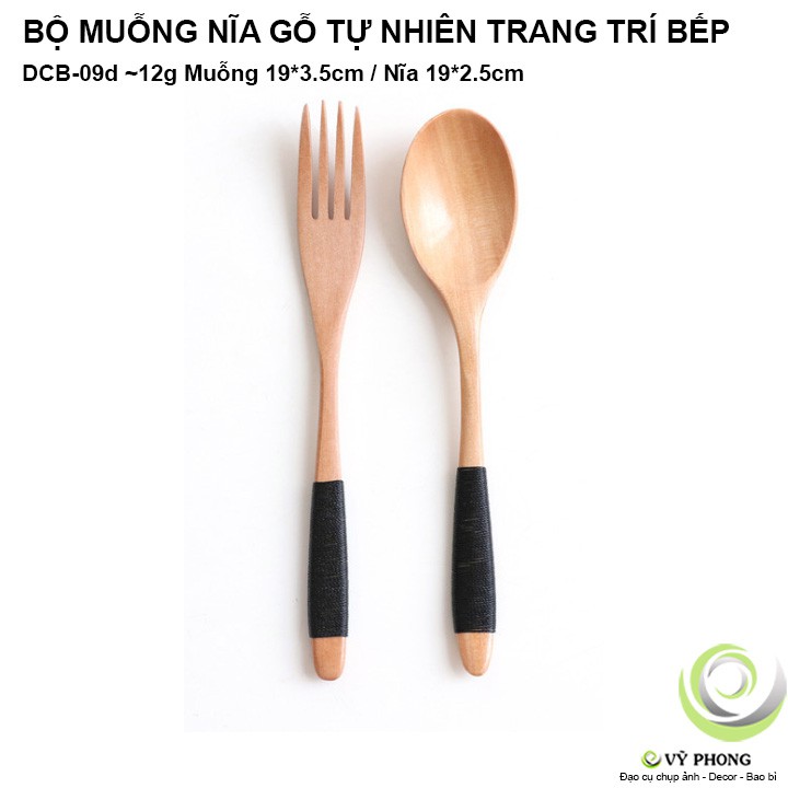 BỘ MUỖNG NĨA GỖ TỰ NHIÊN PHONG CÁCH NHẬT TRANG TRÍ BẾP ĐẠO CỤ CHỤP ẢNH SẢN PHẨM INS DCB-09