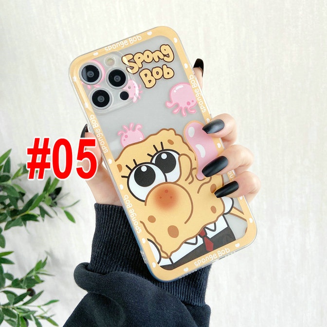 Cartoon Casing For IPhone 13 12 11 Pro Max Mini X Xs Xr 6 6s 7 8 Plus 6+ 6s+ 7+ 8+ Xsmax Promax 13Promax 12Promax 11Promax Cute Clear SpongeBob Patrick Star Fine Hole Shockproof Soft Phone Case HLJ 05