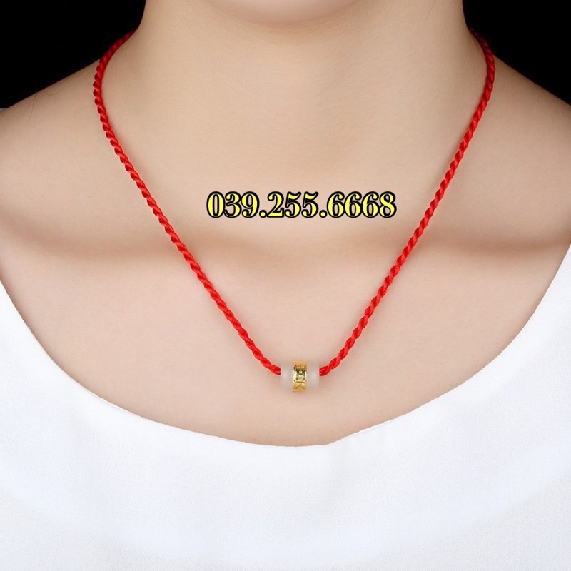 Lu Thống Bạch Ngọc Khảm Vàng tặng kèm dây đỏ đeo cổ