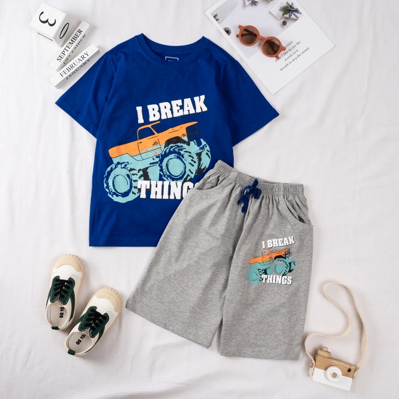 Bộ cotton hè bé trai Janeshop, Set quần áo cộc tay size đại bé trai 20-55kg