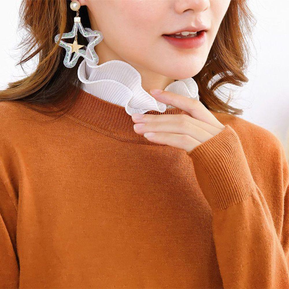 Cổ Áo Giả Hai Lớp Bằng Vải Cotton Trang Trí Nút Cho Nữ