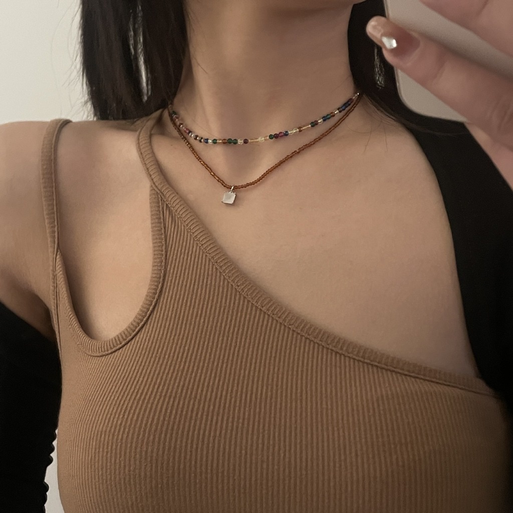 Vòng cổ Đính Hạt Nhiều Màu Sắc Phong Cách Harajuku Vintage Đơn Giản