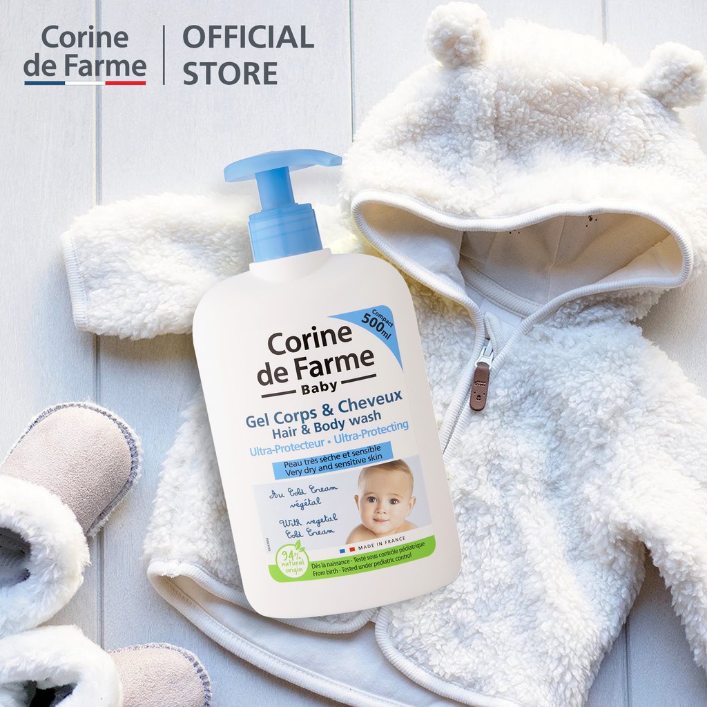 CORINE DE FARME tắm gội cho bé - Corine de Farme ULTRA-PROTECTING HAIR & BODY WASH cho da khô, nhạy cảm 500ml | BigBuy360 - bigbuy360.vn