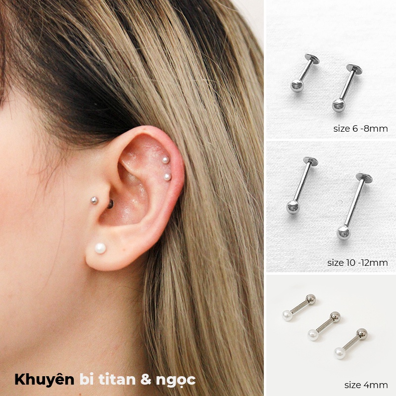 Khuyên tai Bi chân dẹp - Vị trí FW Helix, Tragus, Môi - Khoen store