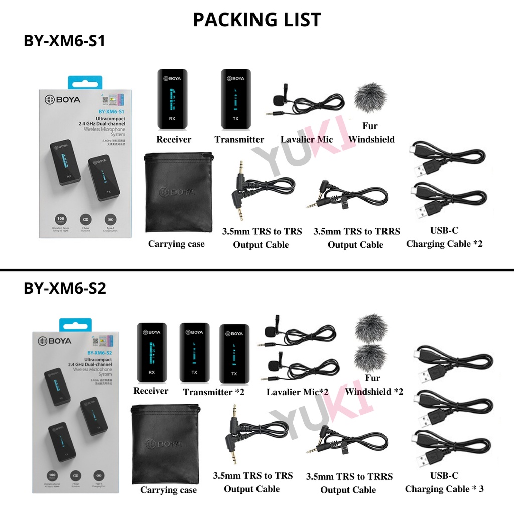 BOYA BY-XM6-S1/S2 & BY-XM6-K1/K2 -  - Mic Thu Âm Không Dây Cổng 3.5mm Dành Cho Điện Thoại và Máy Ảnh