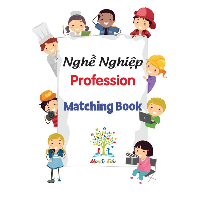 BỘ NGHỀ NGHIỆP HỌC (Song ngữ)  – HỌC LIỆU DÍNH DÁN MONTESSORI - [MATCHING BOOK] – 12 CHỦ ĐỀ