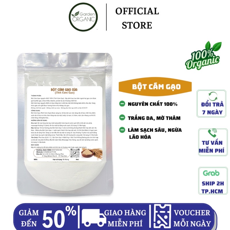 Bột cám gạo sữa nguyên chất 50GR | dưỡng trắng da, giảm mụn, mờ thâm nám, tắm trắng body, rửa mặt - BỘT NATURAL