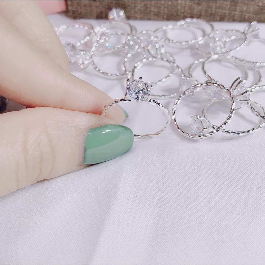 Nhẫn bạc nữ xoắn đính viên đá cao mới nhất, nhẫn xoắn Pansy bạc ta thật 925 siêu đẹp cho nữ