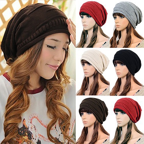 Mũ beanie len đan móc kiểu dáng thường ngày giữ ấm vào mùa đông dành cho nữ