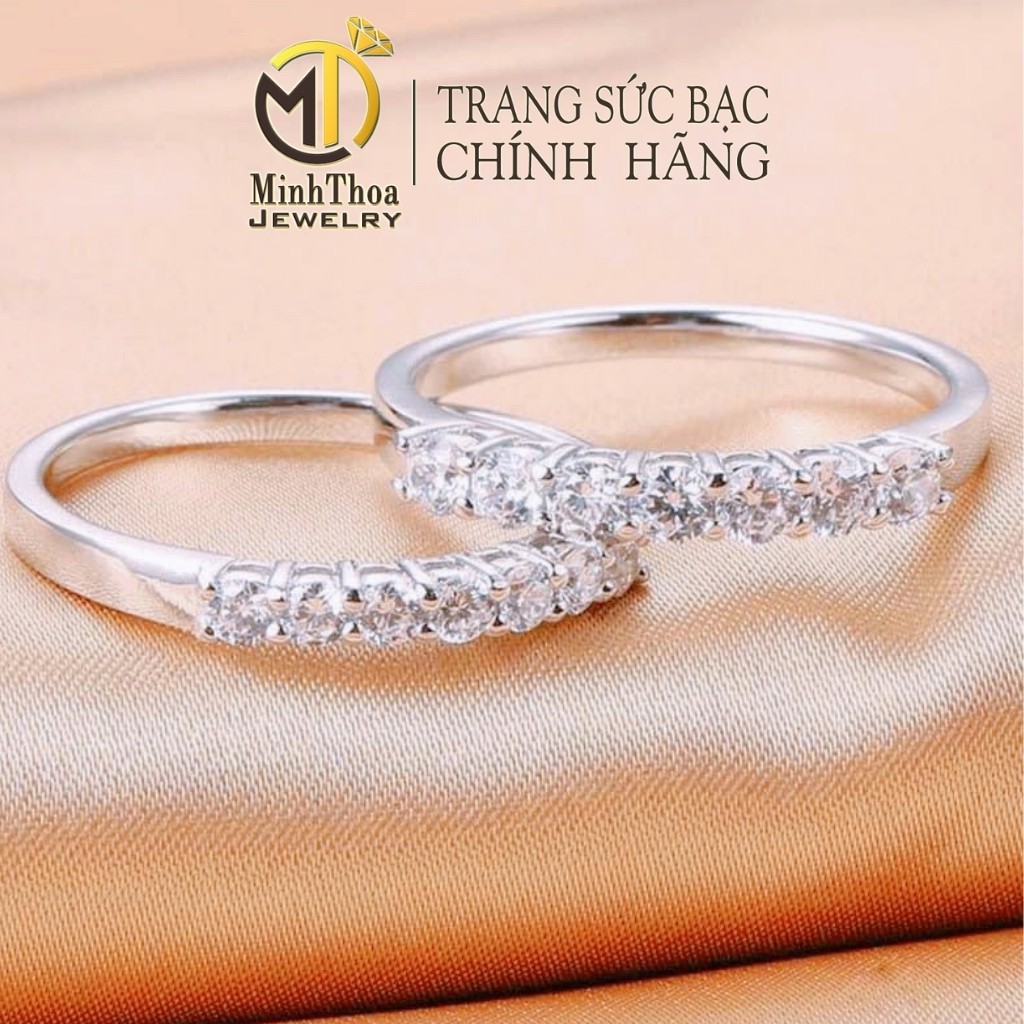 Nhẫn nữ bạc đẹp, nhẫn bạc đính đá kiểu đơn giản trang sức bạc ta Minh Thoa JEWELRY