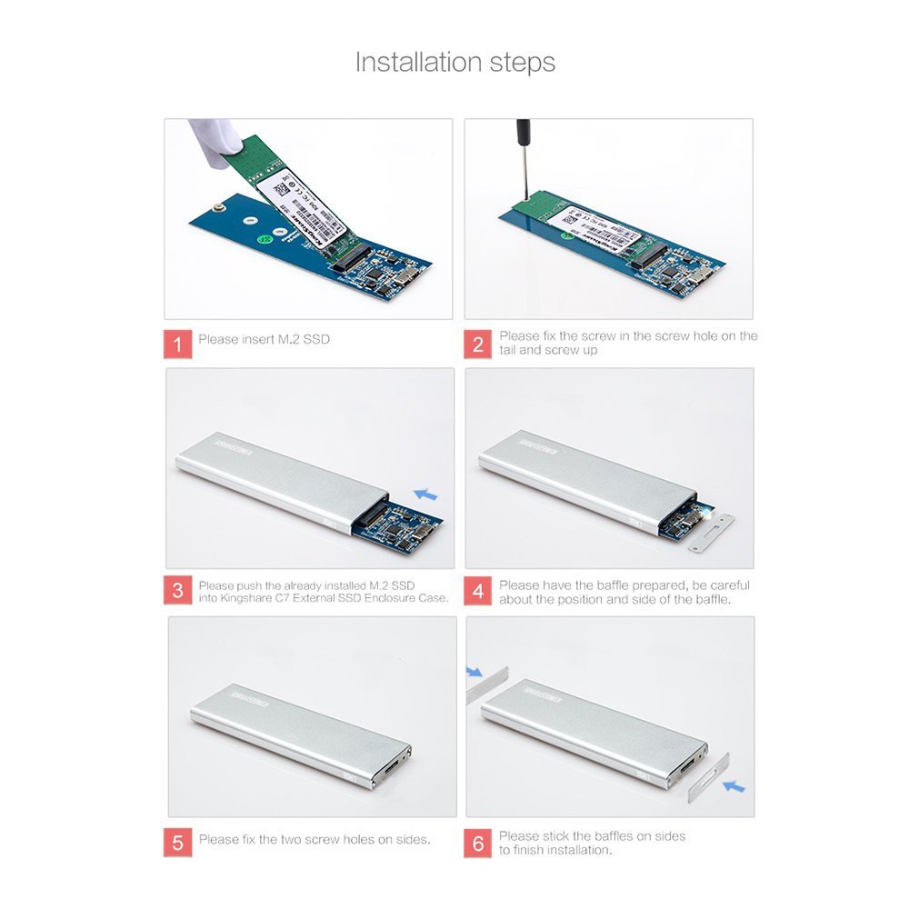Box SSD M.2 SATA NGFF 2242 2260 2280 to USB 3.0 KingShare KS-AMTU28 Aluminum