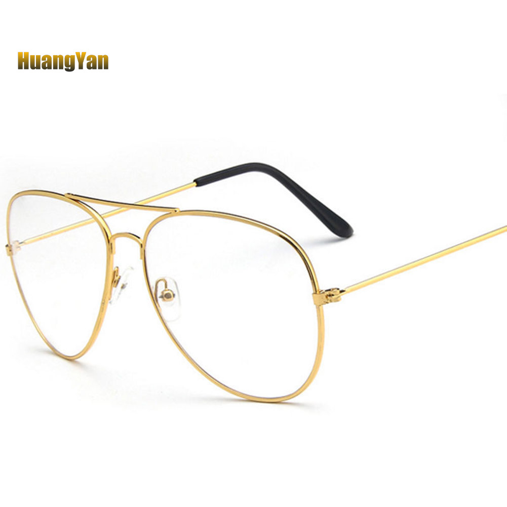 *YANJIN* Unisex Retro Big Round Metal Frame Clear Lens Glasses Eyeglasses Spectacles