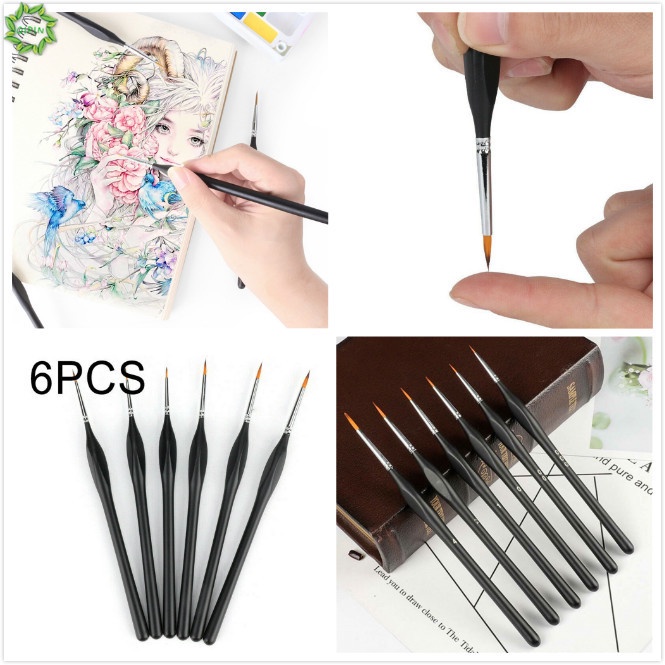 Cod Qipin 6pcs Extra Fine Detail Paint Brushes Art Miniatures Model Maker Drawing Supply Tool Set