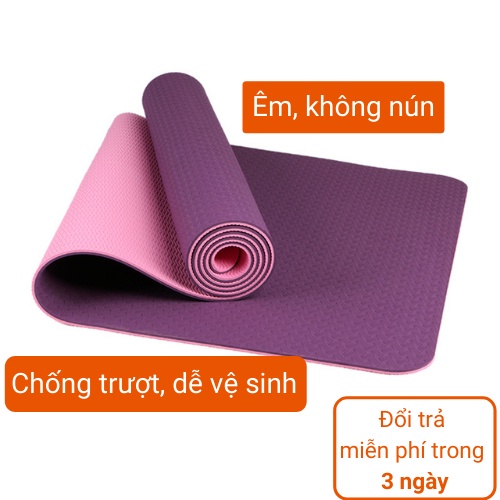 Thảm tập yoga gym chống trượt TPE 2 lớp 8mm thảm tập thể dục tại nhà G-SPORTS