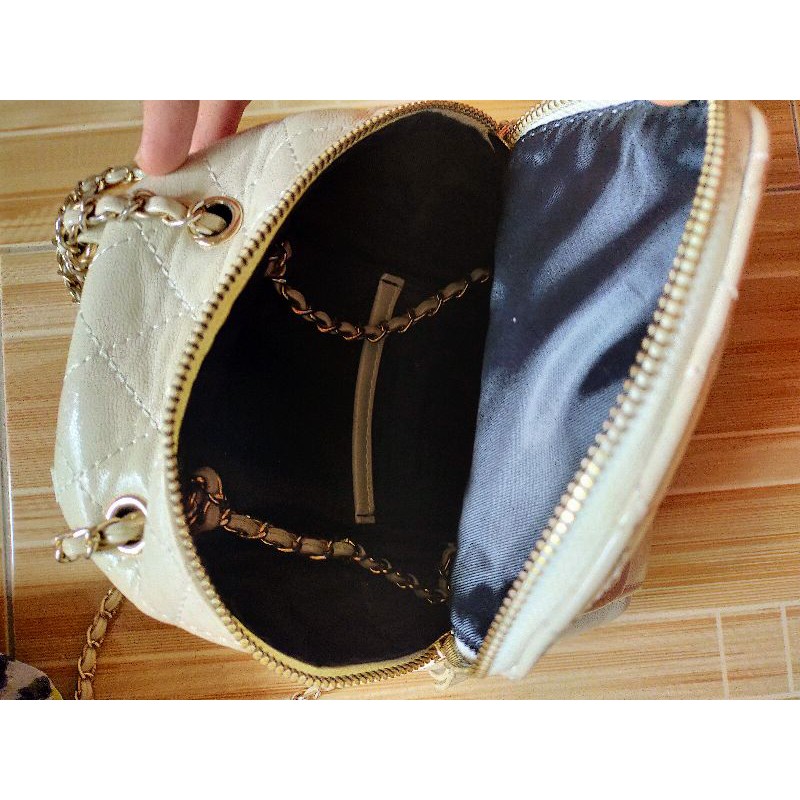 Balo mini trắng kem