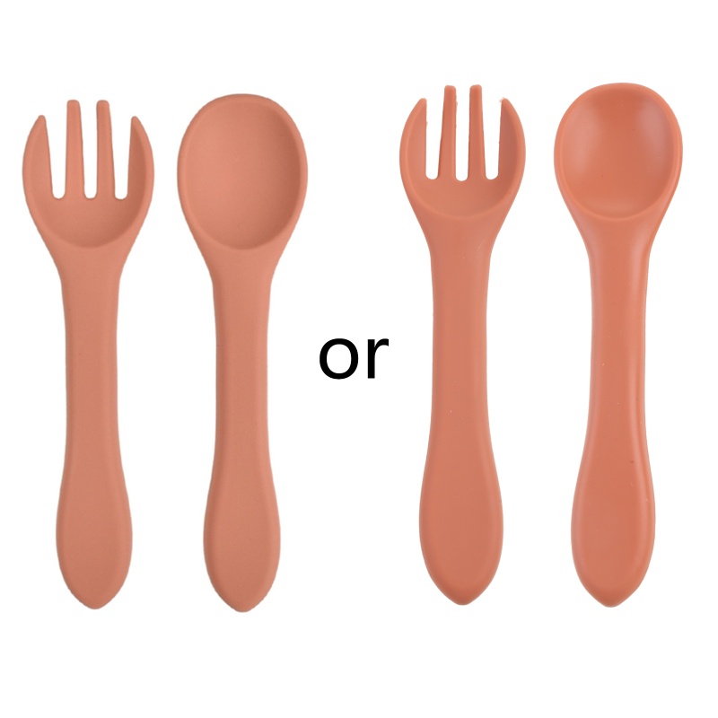 Bộ Muỗng Nĩa Bằng Silicone Tập Ăn Dành Cho Bé 6 Tháng Tuổi