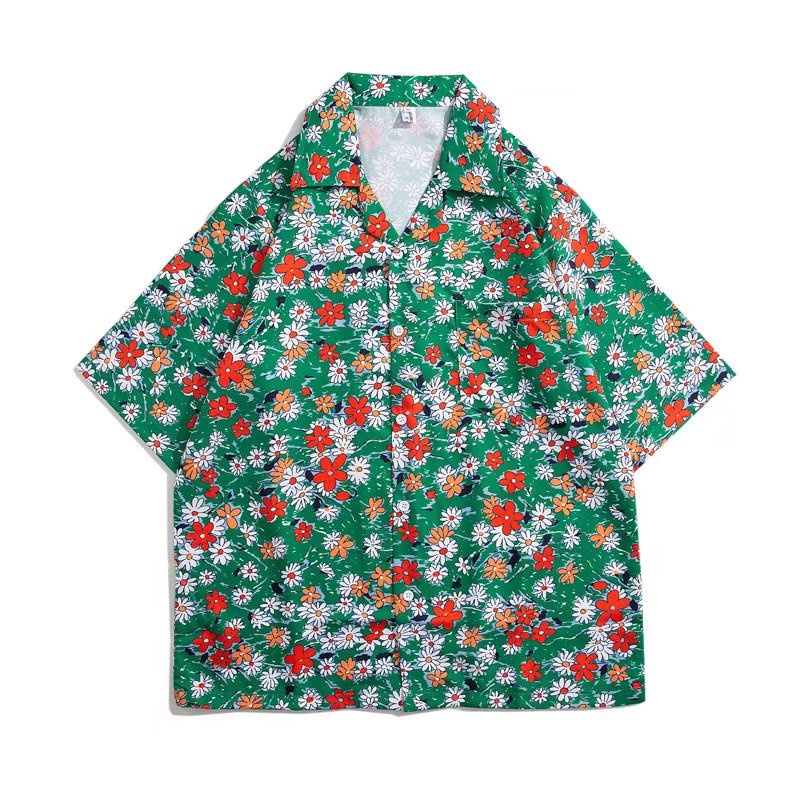 Áo Sơ Mi Tay Ngắn Dáng Rộng In Họa Tiết Tranh Sơn Dầu 2 Màu Size M-3XL Phong Cách Hàn Quốc Thời Trang Đi Biển Cho Nam Và Nữ